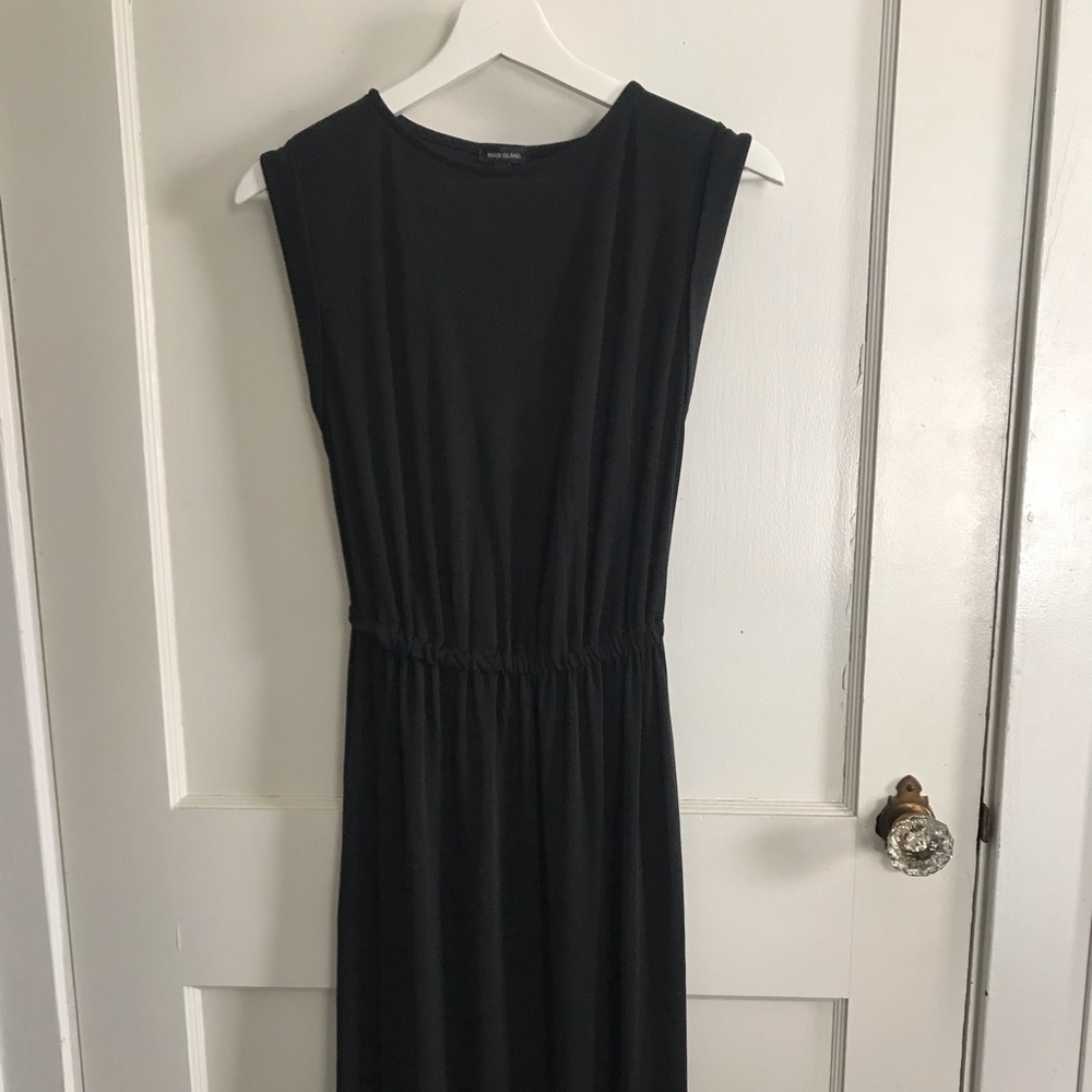 River Island Black Maxi Dress w side slits